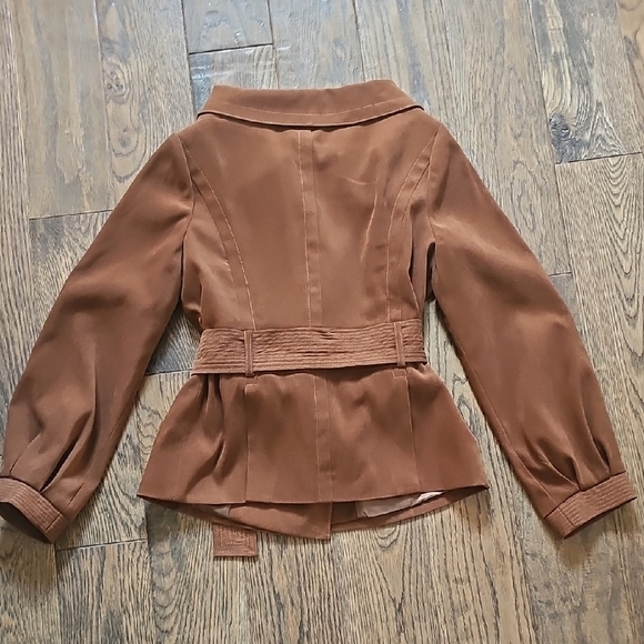 VINTAGE Tan Double-Breasted Trench Coat - Picture 6 of 7